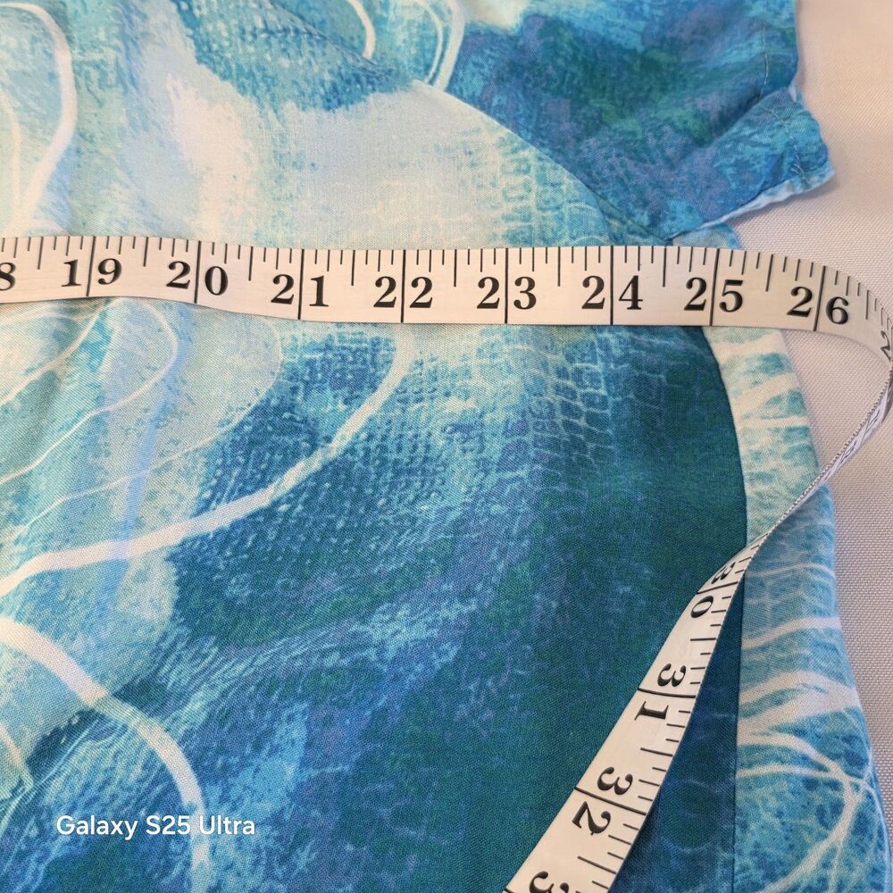 Avenue Blue White Floral Dress 2X (22/24) short Sleeve Ruffled Hem - Picture 5 of 11